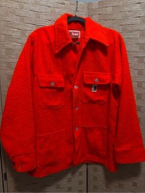 Vintage Bright Fluorescent Orange Button Woods Jacket